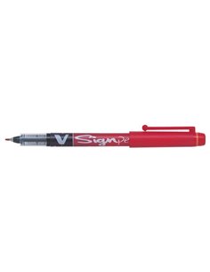 Pilot Feutre de Pointe Fina V-Sign Pen - Pointe Fina de 2mm - Trait de 0.6mm - Couleur Rouge