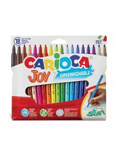 Carioca Joy Pack de 18 Feutres - Encre Superlavable - Pointe Fina 2.8mm - Bloqueada - Couvercle Ventilada - Couleur Varios