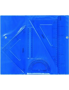 Maped Pack de Instrumentos de Dibujo - Règle de 30cm, Règle de 15cm, Escuadra, Cartabon et Transportador - Étui Avec Fermeture e