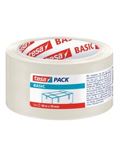 Tesa Basic Precinto de Embalar 50mm x 66 Metros - Fabricado en Polipropileno - Adhésif Ecologico - Transparent