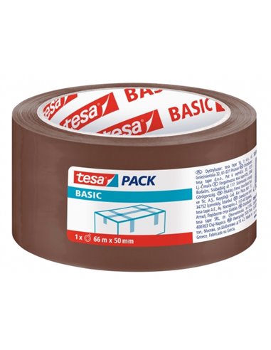 Tesa Basic Precinto de Embalar 50mm x 66 Metros - Fabricado en Polipropileno - Adhésif Ecologico - Couleur Marron