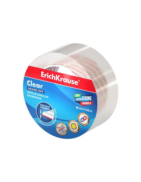 Erichkrause Clear Precinto de Embalaje 48mmx50m - Haute Adherencia - Resistencia al Desgarro - Transparent