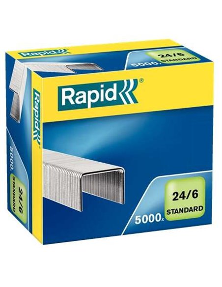 Rapid Confort Boîte de 5000 Agrafes 24/6 - Jusqu'à 20 Feuilles - Alambre Flexible - Patilla de 6mm