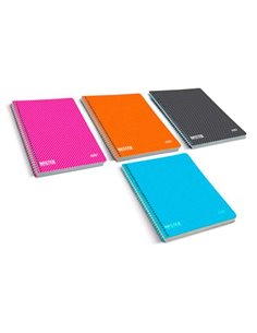 Firmo Cahier Spirale A4 Cuadricula 4x4 Avec Margen 80 Feuilles - Couvercle Polipropileno - Couleurs assorties