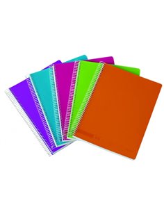 Ancor Classic Stripes Cahier Spirale Taille Folio Raya Horizontal - 80 Feuilles 90gr - Couvercle de Plastico - Couleurs assortie