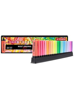 Stabilo Boss Arty Line Pack de 23 Marcadores Fluorescentes - Trait entre 2 et 5mm - Rechargeable - Encre Avec Base de Eau - Coul