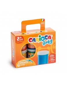 Carioca Tempera Baby Pack de 6 Botes de Pintura de Dedos 2+ - Lavable - Atoxica - Sans Olor - Maxima Creatividad et Diversion - 