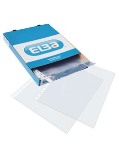 Elba Pack de 100 Fundas Multitaladro PP 70 Micras - Taille Folio - Acabado Cristal - Transparent