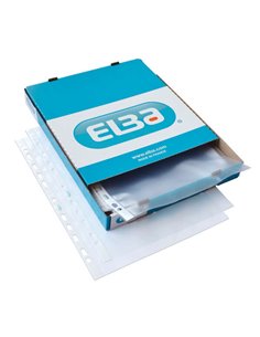 Elba Pack de 100 Fundas Multitaladro PP 90 Micras - Taille A4 - Acabado Chair Orange - Transparent
