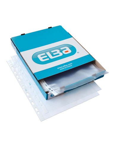 Elba Pack de 100 Fundas Multitaladro PP 90 Micras - Taille A4 - Acabado Chair Orange - Transparent
