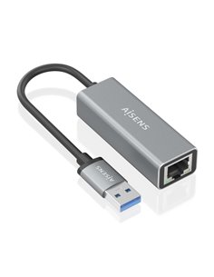 Aisens Conversor USB 3.0 à Ethernet Gigabit 10/100/1000 MBPS - 15cm - Couleur Gris