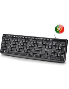 NGS Funky V4 Clavier USB - QWERTY Portugues - 12 Teclas Multimedia - Teclas de Membrana Silenciosas - Inclinacion Réglable - Câb