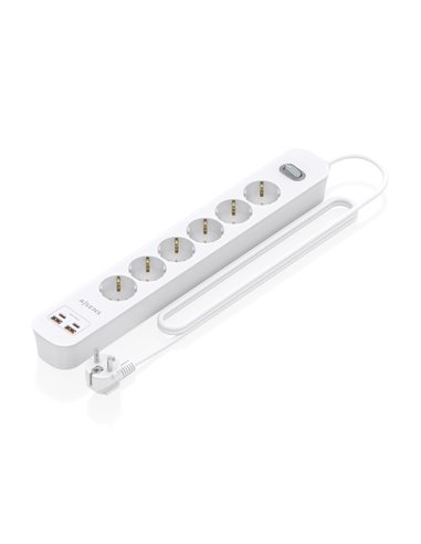 Aisens Regleta Avec 6 Tomas Schuko - 2xUSB-C - 2xUSB-À - Câble de 1.4m - Interruptor Avec Indicateur LED - Power Delivery - Qual