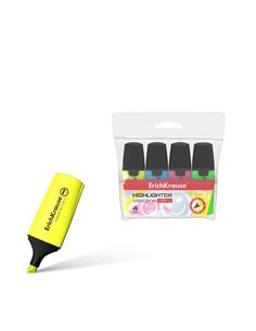 Erichkrause Visioline Mini Pack de 4 Marcadores - Miniformato Avec Divertidos Emoticonos - Couleurs: Jaune, Vert, Bleu, Rose - F