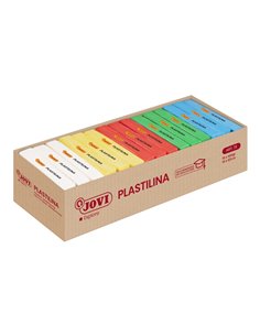 Jovi Présentoir de 15 Pastillas de Plastilina 350gr Couleurs Basicos - 100% Vegetal - Muy Moldeable - No Se Seca - Couleur Assor
