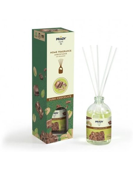Prady Ambientador Mikado Chocolate de Dubai - Flacon de Cristal 100 ml et Varitas Difusoras