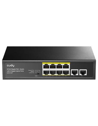 Cudy GS1010P Switch Gigabit PoE+ de 8 Puertos Avec 2 Puertos de Enlace Ascendente Gigabit