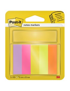 Post-It Pack de 5 Blocs de 100 Marcadores Reposicionables - Forma Rectangulaire - Couleurs assorties
