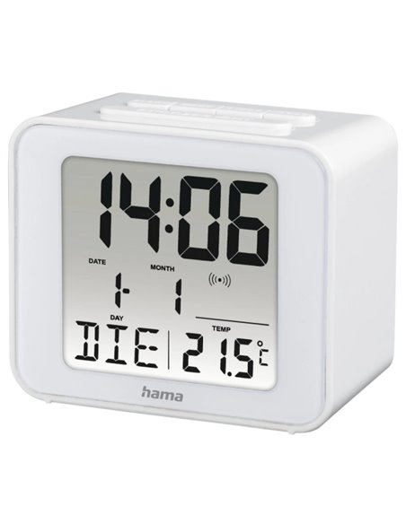 Hama Cube Radio Reloj Despertador - Termometro - Écran digital - Funcion de Repeticion de Alarma - Zona Horaria Réglable - 7x4x6