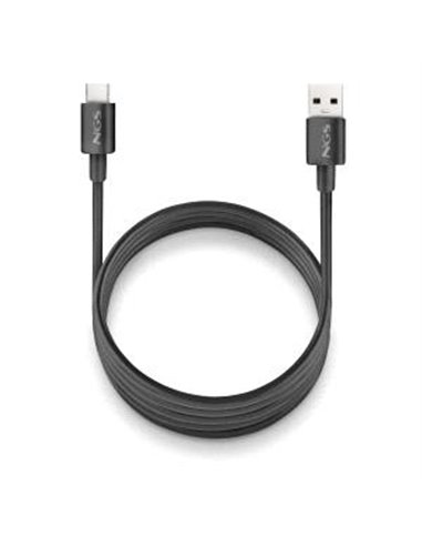 NGS ZYRO-AC Câble USB-C à USB-À - Cargar Rapida - 480 Mbps - 15W - 1 Metro - Couleur Noir
