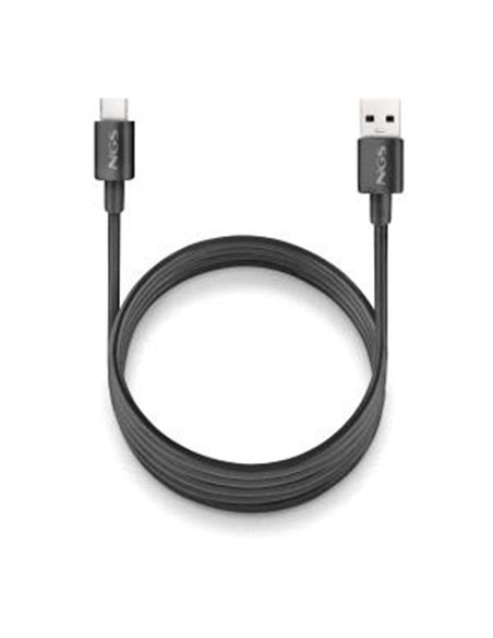 NGS ZYRO-AC Câble USB-C à USB-À - Cargar Rapida - 480 Mbps - 15W - 1 Metro - Couleur Noir