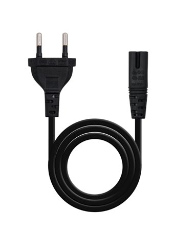 Nanocable Câble de Alimentation Forma 8 CEE7/16 Mâle à C7 Femelle 2m - Couleur Noir