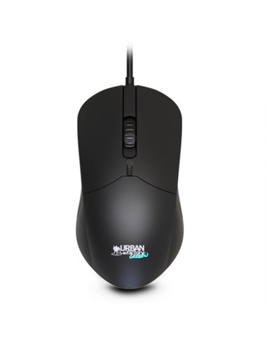 Urban Factory Cyclee Souris Avec Câble - 1200dpi - Conexion USB-À - Adaptateur à USB-C - Usage Ambidiestro - Couleur Noir