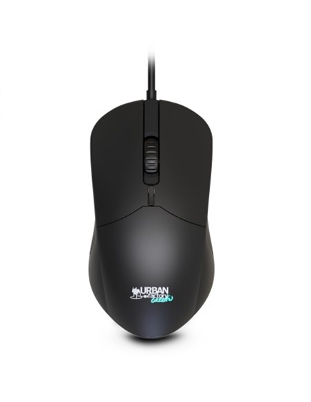 Urban Factory Cyclee Souris Avec Câble - 1200dpi - Conexion USB-À - Adaptateur à USB-C - Usage Ambidiestro - Couleur Noir