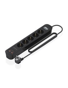 Aisens Regleta Avec 5 Tomas Schuko - 2xUSB-C - 2xUSB-À - Câble de 1.4m - Interruptor Avec Indicateur LED - Power Delivery - Qual