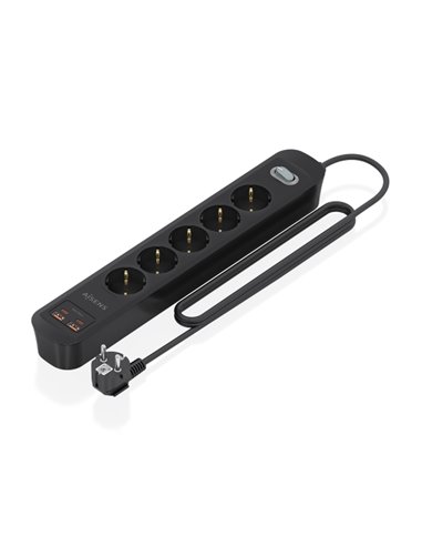 Aisens Regleta Avec 5 Tomas Schuko - 2xUSB-C - 2xUSB-À - Câble de 1.4m - Interruptor Avec Indicateur LED - Power Delivery - Qual