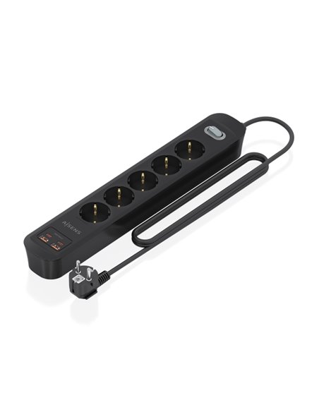 Aisens Regleta Avec 5 Tomas Schuko - 2xUSB-C - 2xUSB-À - Câble de 1.4m - Interruptor Avec Indicateur LED - Power Delivery - Qual