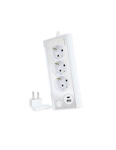 Nanocable Regleta de Sobremesa Avec 3x Shuckos, 1x USB-C et 1x USB-À - Iluminacion LED Avec Interruptor - Câble de 1.50m