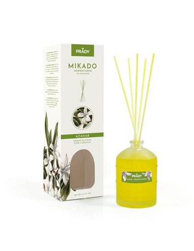 Prady Ambientador Mikado Azahar - Flacon de Cristal 100ml et Varitas Difusoras