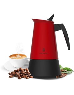 Cecotec Piccolina 600 Cafetera Italiana Pour 6 Tazas de Acier Inoxydable - Capacité de 300ml - Junta de Silicona - Compatible Av