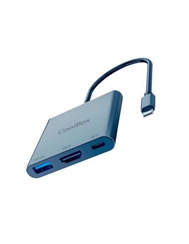 CoolBox MiniDock C31 USB-C - 1x HDMI 4K, 1x USB 3.2 Gen1, 1x USB-C PD - Compatible Avec PC, MAC et Consolas - Aluminium - Couleu