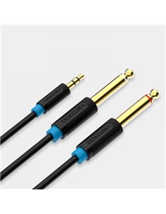 Vention Câble Estereo Jack 3.5 Mâle à 2x Jack 6.5 Mâle - 5m - Couleur Noir