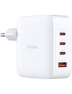 D-Link Cargador de Pared GaN de 100W - 3 USB-C et 1 USB-À - Couleur Blanc