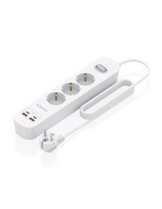 Aisens Regleta Avec 3 Tomas Schuko - 2xUSB-C - 2xUSB-À - Câble de 1.4m - Interruptor Avec Indicateur LED - Power Delivery 3.0 - 
