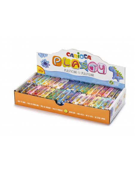Carioca Présentoir de 36 Plastilinas - Facile de Usar - No Se Seca - Reutilizable - Couleurs Brillantes et Mezclables - Sans de 