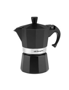 Orbegozo KFN 310 Cafetera de Aluminium Negra - Prepara 3 Tazas de Cafe en Segundos - Mango Ergonomique Pour Mayor Sécurité - Val