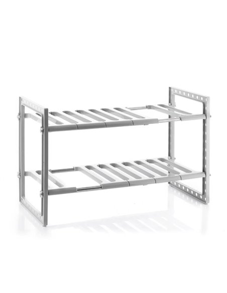 Innovagoods Shibblek Estanteria Extensible Pour Fregadero - Supporte jusqu'à 8kg - Acier Inoxydable - Multifuncion - Altura Régl