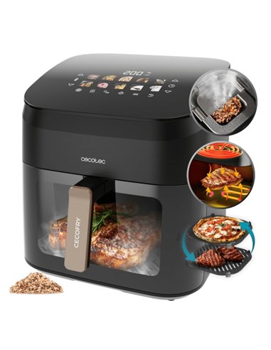 Cecotec Cecofry and Grill Smokin' 8500 Freidora de Aire - 2200W - Capacité 8.5L - Temperatura Regulable Jusqu'à 200ºC - Ahumador
