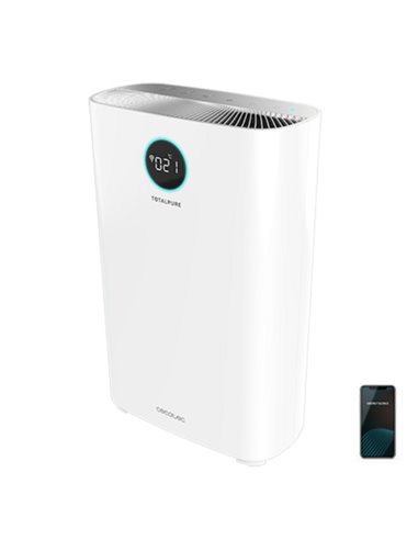 Cecotec TotalPure 2500 Connected Purificador de Aire - Potencia de 20W - Filtro de 3 Etapas - Cobertura Jusqu'à 65m3 - Control W