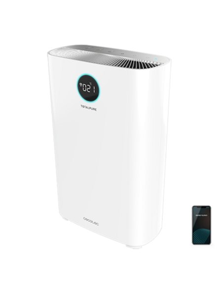 Cecotec TotalPure 2500 Connected Purificador de Aire - Potencia de 20W - Filtro de 3 Etapas - Cobertura Jusqu'à 65m3 - Control W