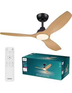 Philips Olas Fan Ceiling Ventilateur de Techo Avec Luz LED Jusqu'à 6500K - Aspas Fijas - 35W Ventilateur + 24W Luz - Mando à Dis