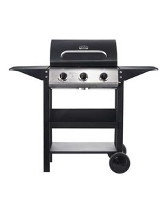 Muvip Barbacoa Gas 3 Fuegos - 1209x586x1076mm - Rejillas esmaltadas, bandejas laterales, termometro en Couvercle - Couleur Noir
