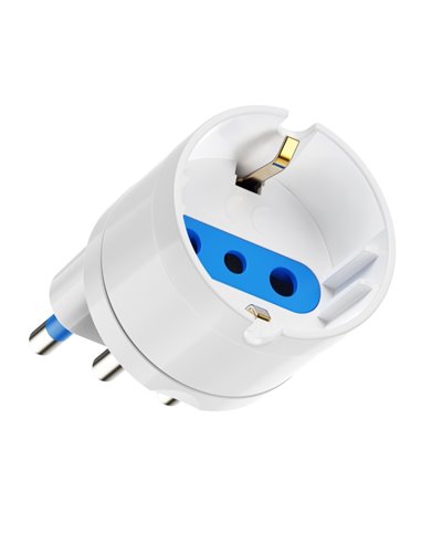 Ewent Adaptateur de Viaje Pour Toma de Enchufe Italiana Tipo L 16A - Femelle Tipo L/Schuko - Couleur Blanc
