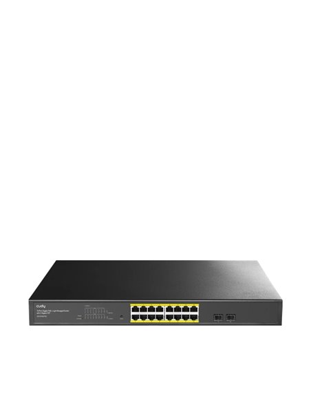 Cudy Switch Administrado de 18 Puertos - Capacité Conmutacion 36Gbps - 16x RJ45 PoE+ - 2x Gigabit SFP - Reinicio Automatico - Vi