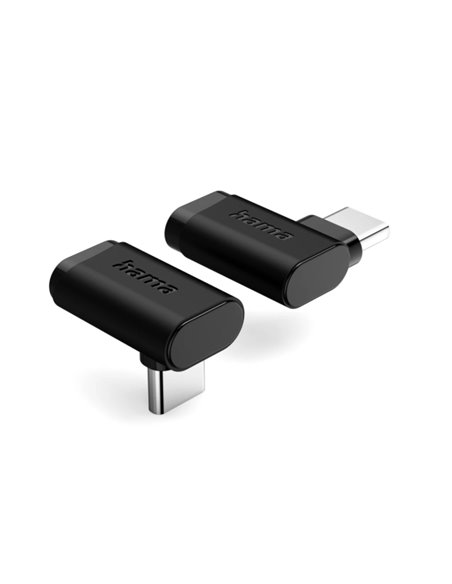 Hama Essential Adaptateur USB-C Coudé 90º - Potencia Jusqu'à 240W - Vitesse Jusqu'à 10Gbit/s - Power Delivery - Couleur Noir
