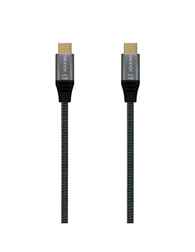 Aisens Câble USB 3.2 Gen2x2 Aluminium 20Gbps 8K@30Hz 5A 100W E-Mark, Tipo USB-C/M-USB-C/M - 0.6m - Couleur Gris